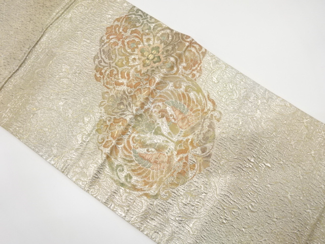 花鳥模様織り出し　袋帯